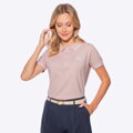 Koszulka polo damska bawełniana z lamówkami różowo - biała D0-99-102-P
