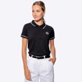 Koszulka polo damska bawełniana z lamówkami czarno - biała D0-99-102-1