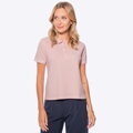 Koszulka polo damska bawełniana z lamówkami różowo - biała D0-99-102-P
