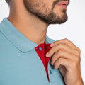 Koszulka polo męska bawełniana z kolorowym logo niebieska M0-99-101-7