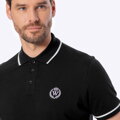 Koszulka polo męska bawełniana z lamówkami czarno - biała M0-99-102-1