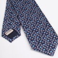 Krawat jedwabny wzorzysty granatowo-niebieski 97-7K-001-X2