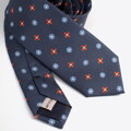 Krawat jedwabny wzorzysty granatowo-pomarańczowy 97-7K-001-X6