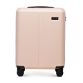 Mała walizka z ABS-u w drobne paski pudrowy róż 56-3A-601-34P