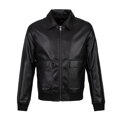 Męska kurtka bomberka z ekoskóry z dużymi kieszeniami czarna 97-9P-152-1