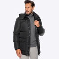 Męska kurtka puchowa pikowana z kapturem czarna 97-9D-451-1