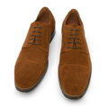 Męskie derby zamszowe z ozdobnymi obszyciami brązowe 96-M-702-5