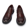 Męskie półbuty ze skóry croco bordowe 95-M-504-3