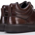 Męskie sneakersy ze skóry naturalnej sznurowane brązowe 99-M-710-4