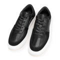Męskie sneakersy ze skóry z perforacjami czarne 99-M-711-1