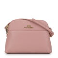 Mini kožená kabelka lichobežníkový tvar, svetloružová 29-4E-020-P