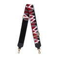 Popruh na kabelku s vyšívaným logom výrobcu čierno-červená 99-X-646-X2