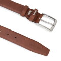 Pasek męski ze skóry naturalnej z klasyczną prostokątną klamrą brązowy 101-8M-201-5