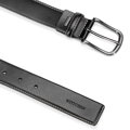 Męski pasek ze skóry naturalnej z kontrastowym stębnowaniem czarny 101-8M-215-1