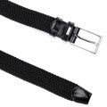 Pleciony pasek męski ze skórzanymi elementami czarny 101-8M-406-1