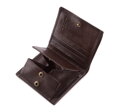 Dámska kožená peňaženka s erbom a patentkou, hnedá 10-1-065-4