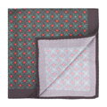 Poszetka z jedwabiu we wzory brązowo-zielona 97-7P-001-X2