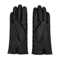 Damskie rękawiczki skórzane z monogramem czarne 39-6A-021-1