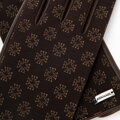 Damskie rękawiczki skórzane z monogramem brązowe 39-6A-021-4