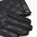 Męskie rękawiczki ze skóry pikowane czarne 44-6A-710-1