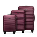 Zestaw walizek z ABS-u w poziome tłoczenie bordowy 56-3A-00S-30