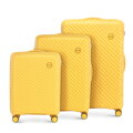 Zestaw walizek z polipropylenu w tłoczone paski żółty 56-3T-20S-50