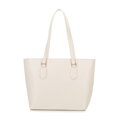 shopper kabelka z ekokoža a vrkoč béžovo-krémová 100-4Y-408-90