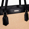 shopper kabelka z ekokoža a vrkoč béžovo-čierna 100-4Y-408-91
