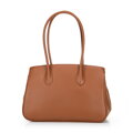 Kožená shopper kabelka so strapcom hnedá 100-4E-229-5