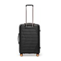 Średnia walizka z polikarbonu w poziome żebrowanie czarno - złota 56-3P-612-10G