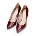 Szpilki ze skóry lakierowanej klasyczne bordowe BD-B-802-D3
