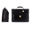 Teczka ze skóry z wyciętą klapą czarna 39-3-012-1