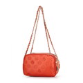 Dámska kožená crossbody na retiazke oranžová 99-4E-305-6