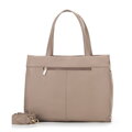 Dámska kožená shopper kabelka s popruhom, béžová 99-4E-012-9