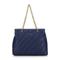 shopper kabelka s diagonálnym prešívaním na retiazke, tmavomodrá 97-4Y-608-N
