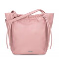Dámska shopper kabelka z eko kože s ozdobnými sťahovacími šnúrkami ružová 100-4Y-434-P