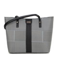 Dámska shopper kabelka z kockovanej ekokože, čierna a biela 99-4Y-619-1