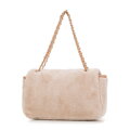 Dámska crossbody kabelka s kožušinou krémová 99-4Y-218-0