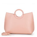 Dámska shopper kabelka z ekokože s geometrickými výrezmi ružová 100-4Y-204-P