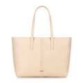 Dámska shopper kabelka z imitácie kože s nitmi, béžová 100-4Y-209-0