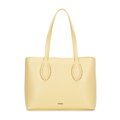 Dámska shopper kabelka z ekokože s pletenými detailmi žltá 100-4Y-234-Y