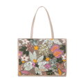 Dámska shopper kabelka s flitrami zelená a ružová 100-4Y-428-P