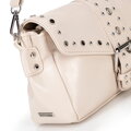Dámska crossbody kabelka z eko kože s ozdobnými nitmi krémová 100-4Y-207-0
