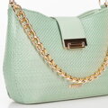Dámska zapletená crossbody kabelka zelená 100-4Y-415-Z
