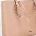 Dámska shopper kabelka z ekokože s pletenými detailmi béžová 100-4Y-234-9
