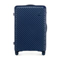 Duża walizka z polipropylenu w tłoczone paski granatowa 56-3T-203-90