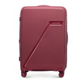 Średnia walizka z polipropylenu w ukośne pasy bordowa 56-3T-502-30