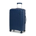 Średnia walizka z polipropylenu w tłoczone paski granatowa 56-3T-202-90