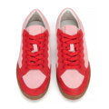 Zamszowe sneakersy ze wstawkami z ekoskóry różowo - czerwone 100-D-350-P