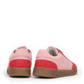 Zamszowe sneakersy ze wstawkami z ekoskóry różowo - czerwone 100-D-350-P